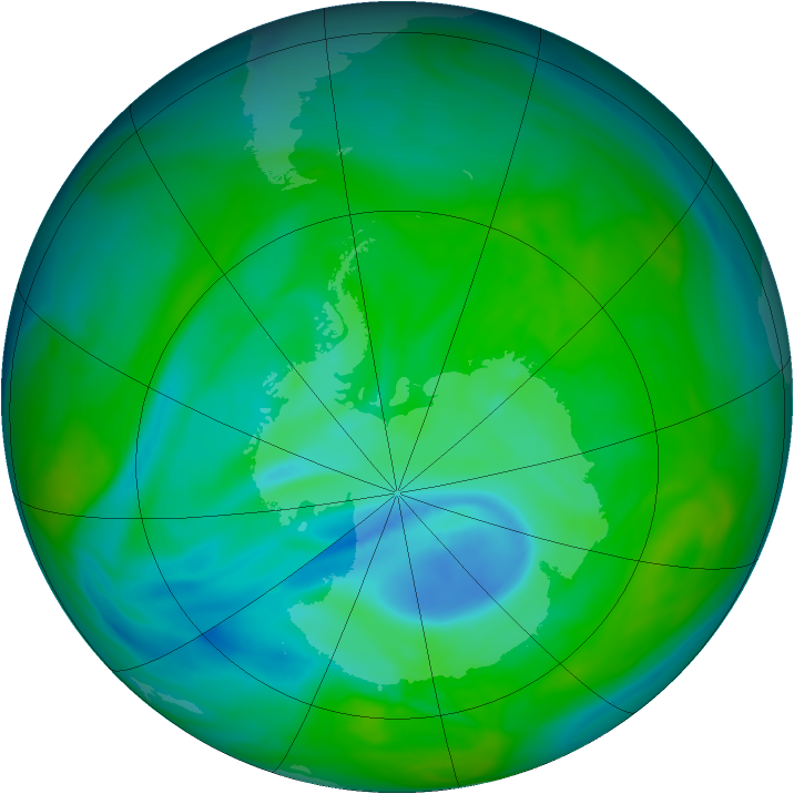 Antarctic ozone map for 14 December 2005